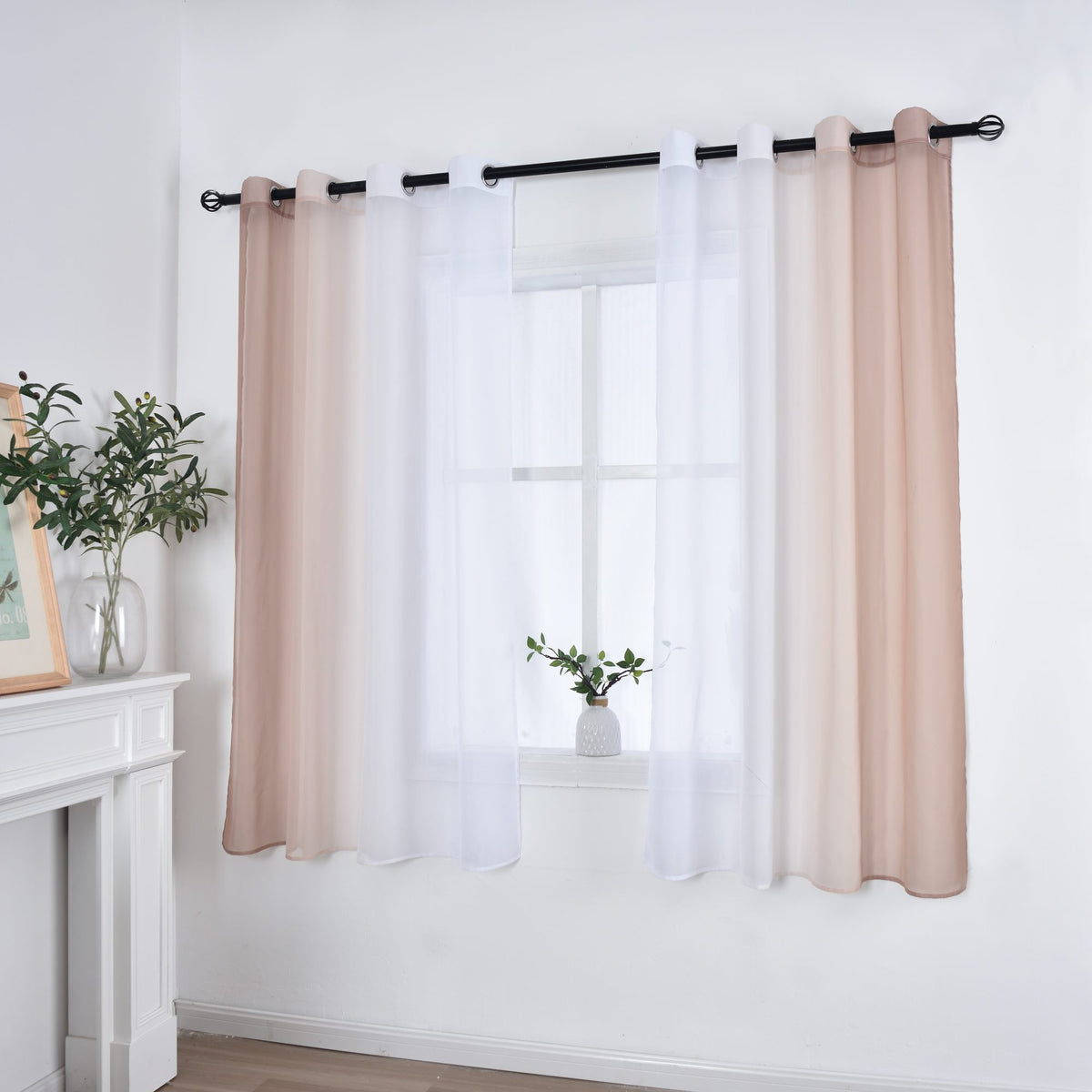 2er Pack Gardinen Vertikal Farbverlauf Druck Transparent »Modena« mit Ösen und Raffhalter, Vorhang, Dekoschal 10000183 Brauntöne HxB 145x140 cm Gardinen Set 10000183brauntoene-145_ada223d9-5b2f-424f-814c-a988c7c54967 | girdainenbox.com