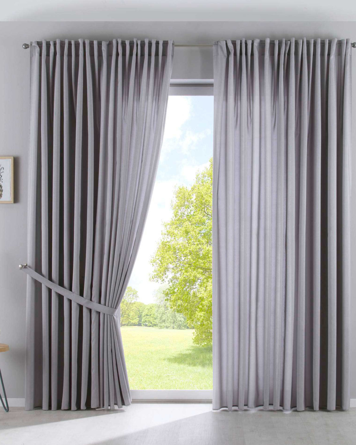 2er Set Vorhänge Verdeckte Schlaufen Cationic »JENA« Blickdicht Leinen Optik Gardinen Meliert Gardinenband mit Raffhalter 2019037-2 Silber HxB 250x300 cm Vorhang Set 2019037-2silber-breit | girdainenbox.com