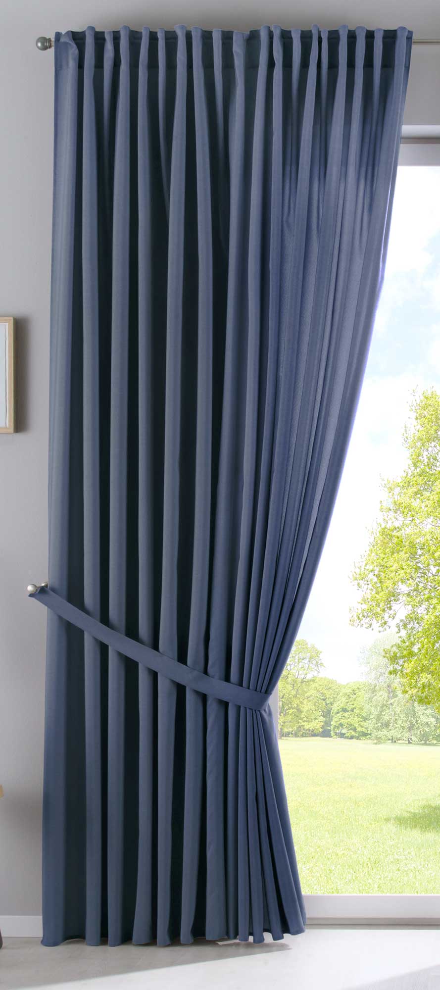 Vorhang Verdeckte Schlaufen Cationic »JENA« Blickdicht Leinen Optik Gardine Meliert Gardinenband mit Raffhalter 2019037 Vorhang 2019037_doppel_v2_blau_2e1ba3b3-2bd5-4402-9a37-a66c04efb3b2 | girdainenbox.com