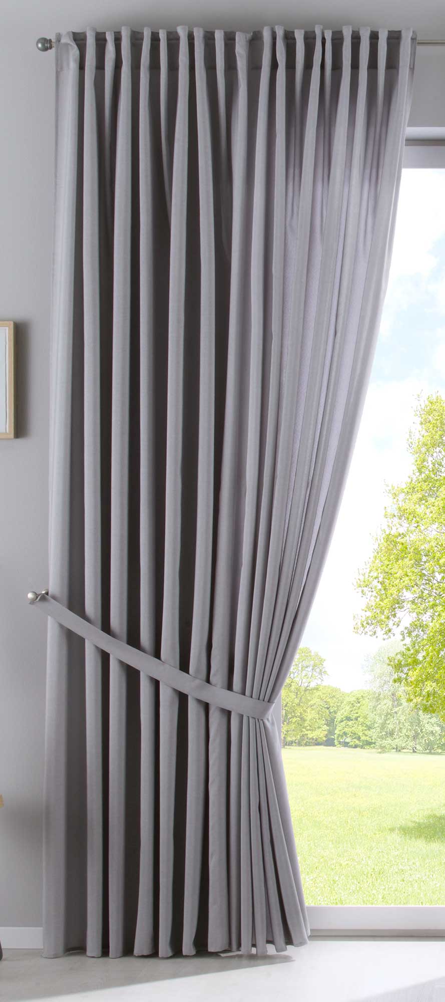 Vorhang Verdeckte Schlaufen Cationic »JENA« Blickdicht Leinen Optik Gardine Meliert Gardinenband mit Raffhalter 2019037 Vorhang 2019037_doppel_v2_silber_dd8b5039-7658-4ff9-bdf2-77f43b2b349e | girdainenbox.com