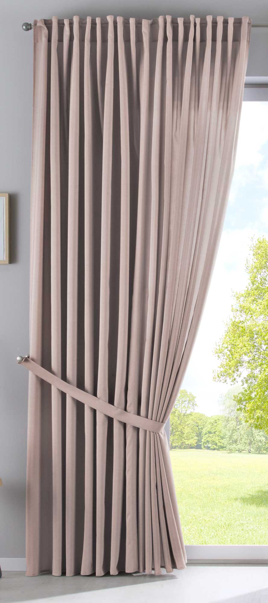 Vorhang Verdeckte Schlaufen Cationic »JENA« Blickdicht Leinen Optik Gardine Meliert Gardinenband mit Raffhalter 2019037 Vorhang 2019037_doppel_v2_taupe_9c8a1d60-99f4-45fe-ab1e-64f4c7986a02 | girdainenbox.com