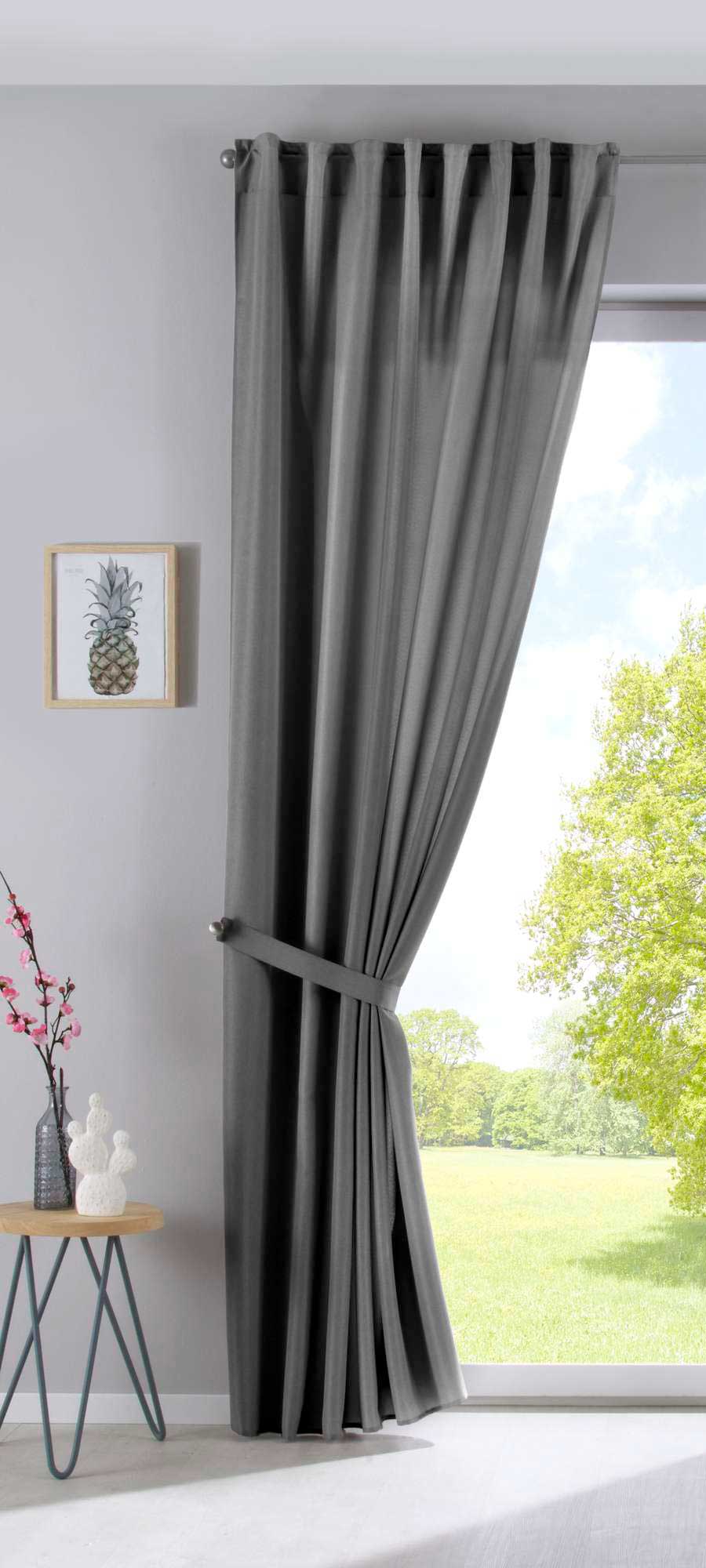 Vorhang Verdeckte Schlaufen Cationic »JENA« Blickdicht Leinen Optik Gardine Meliert Gardinenband mit Raffhalter 2019037 Vorhang 2019037grau-raff_410ef0e9-85dc-4850-af34-f69e81a816b8 | girdainenbox.com