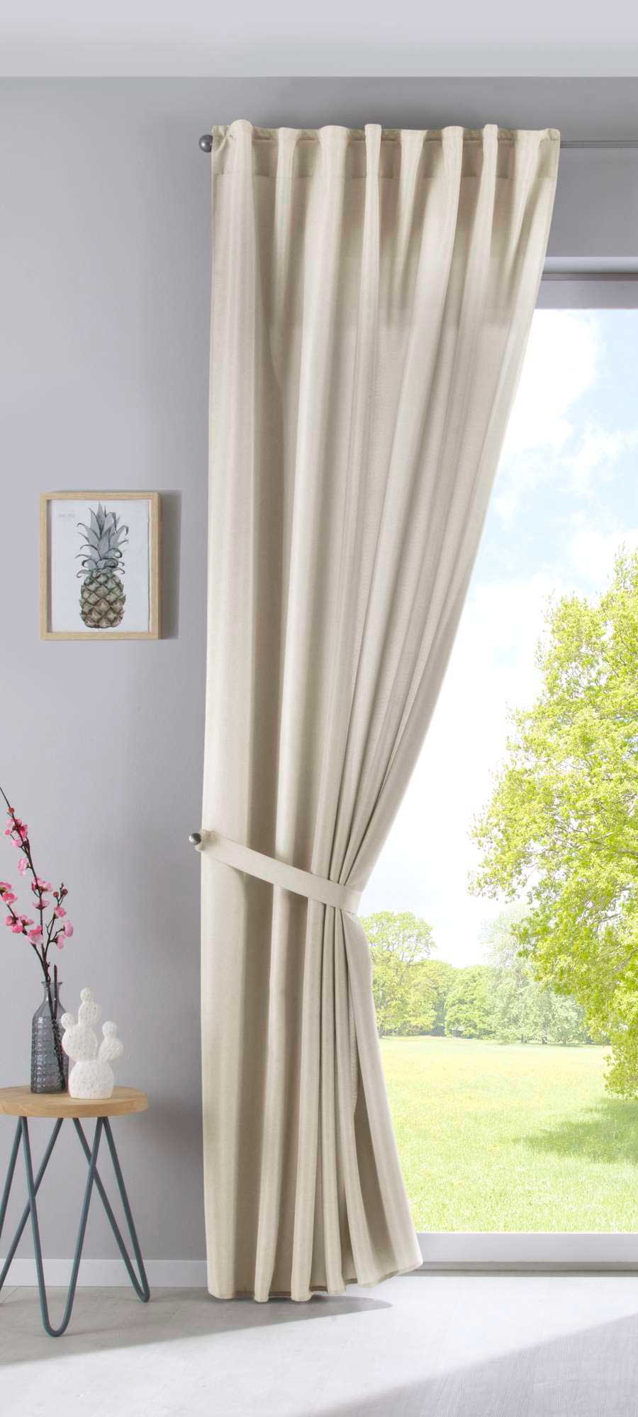 Vorhang Verdeckte Schlaufen Cationic »JENA« Blickdicht Leinen Optik Gardine Meliert Gardinenband mit Raffhalter 2019037 Vorhang 2019037sand-raff_cb5a6103-06d9-4a3e-888c-a6d17fa6e58a | girdainenbox.com