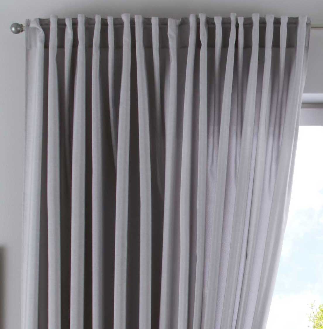 Vorhang Verdeckte Schlaufen Cationic »JENA« Blickdicht Leinen Optik Gardine Meliert Gardinenband mit Raffhalter 2019037 Silber HxB 250x300 cm Vorhang 2019037silber-breit | girdainenbox.com