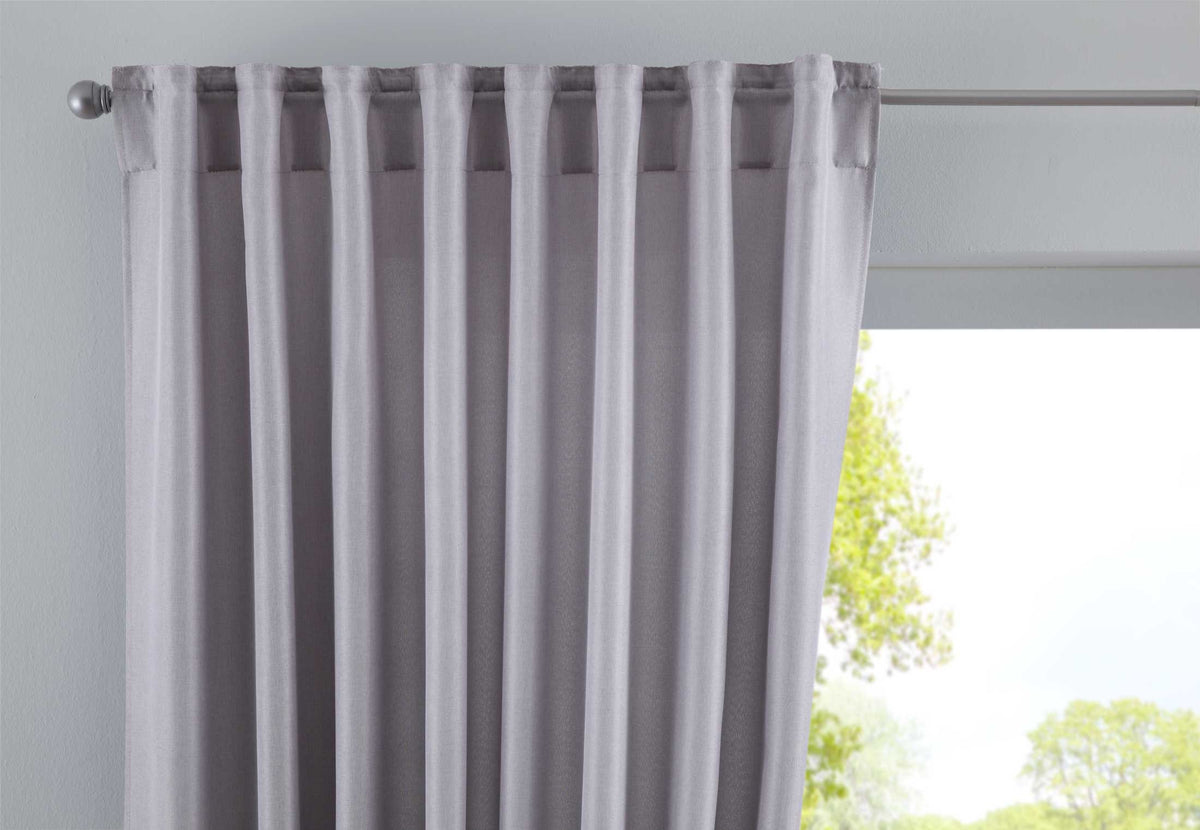 Vorhang Verdeckte Schlaufen Cationic »JENA« Blickdicht Leinen Optik Gardine Meliert Gardinenband mit Raffhalter 2019037 Silber HxB 225x140 cm Vorhang 2019037silber | girdainenbox.com