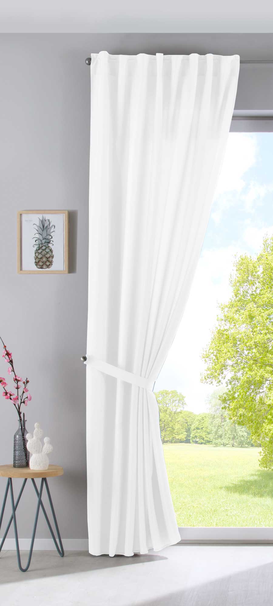 Vorhang Verdeckte Schlaufen Cationic »JENA« Blickdicht Leinen Optik Gardine Meliert Gardinenband mit Raffhalter 2019037 Vorhang 2019037weiss-raff_2_fefb891d-72b8-4ba4-834b-42edd111f392 | girdainenbox.com
