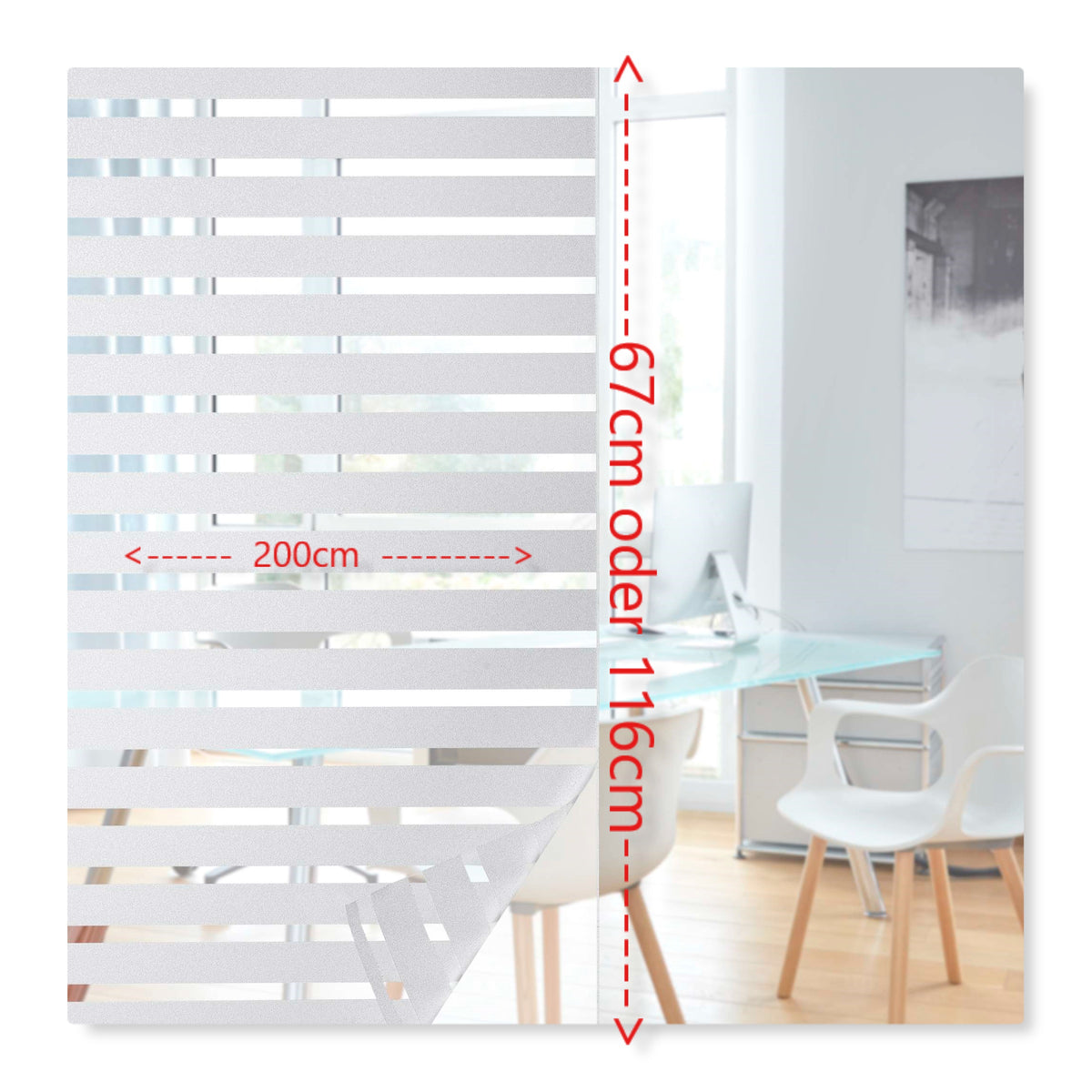 Fensterfolie selbsthaftend Sichtschutzfolie Anti-UV statische Haftung Folie selbstklebend 201916000 Folien 20191600_25mm_streifen_richtung_40306871-369d-47b5-933e-bf10049ad0de | girdainenbox.com