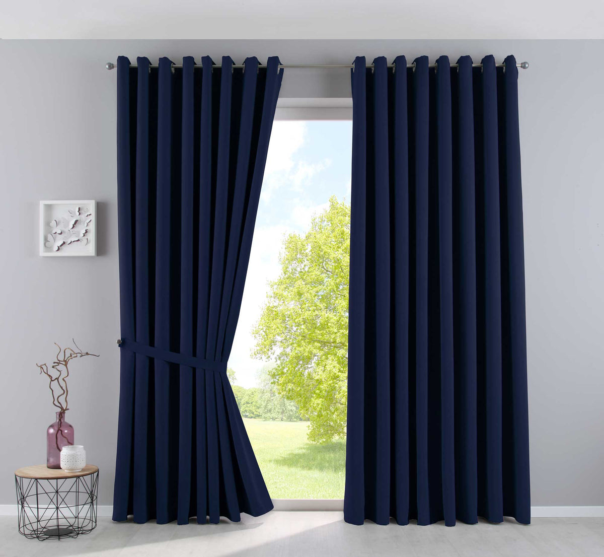 Vorhänge Blickdicht »NewYork« 2er-Pack Thermo-Gardinen Verdunkelungsvorhang Blackout Ösen schalldämmend UV-Schutz Raffhalter 201920600-2 Blau HxB 225x295 cm Vorhang Set 201920600-2blau-295 | girdainenbox.com