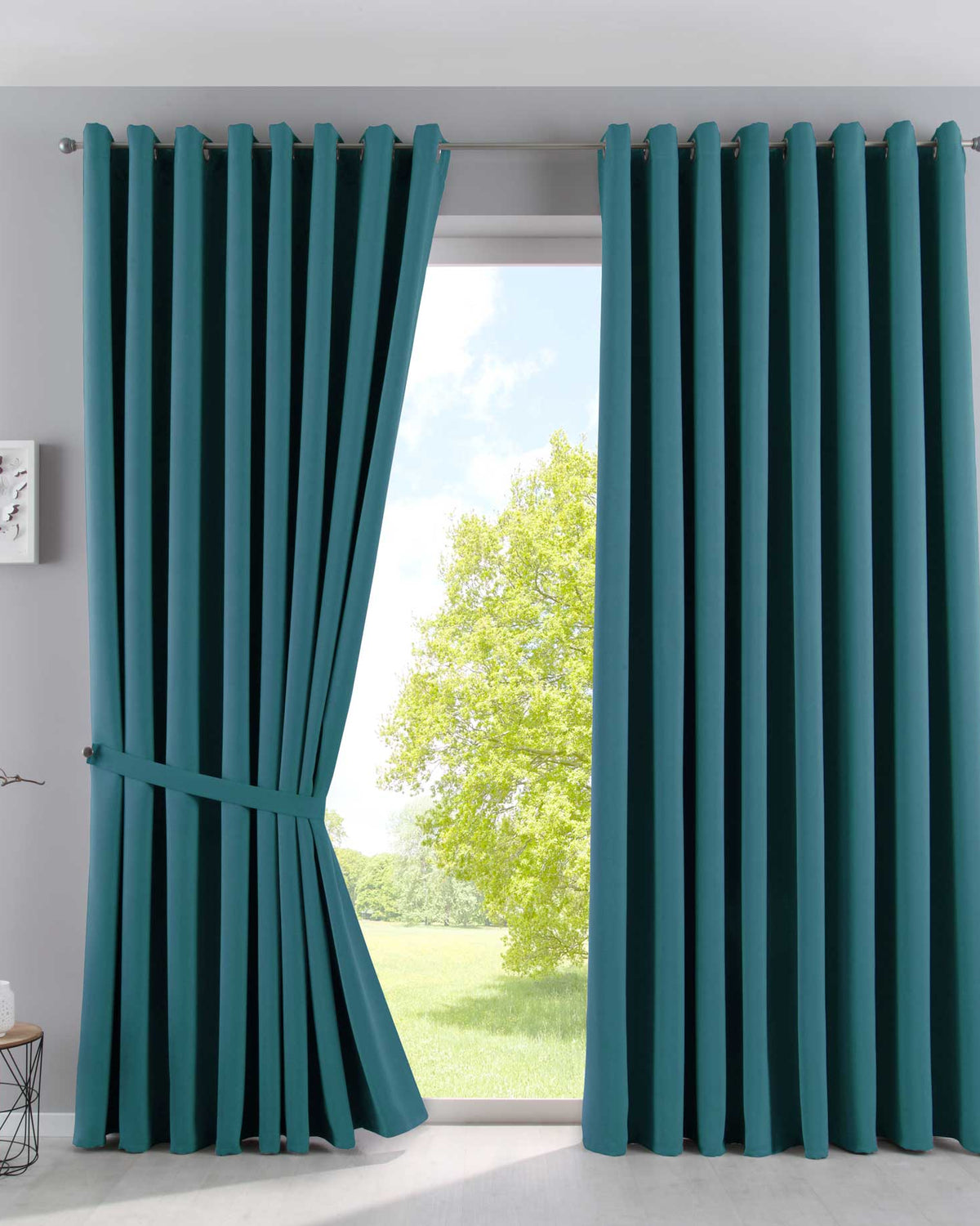 Vorhänge Blickdicht »NewYork« 2er-Pack Thermo-Gardinen Verdunkelungsvorhang Blackout Ösen schalldämmend UV-Schutz Raffhalter 201920600-2 Petrol HxB 225x295 cm Vorhang Set 201920600-2petrol-295 | girdainenbox.com