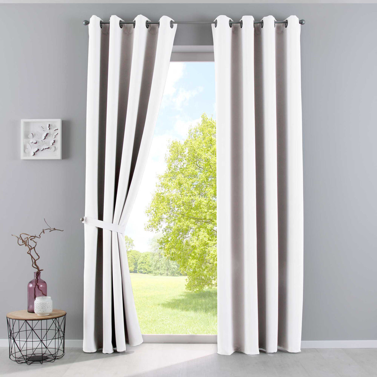 Vorhänge Blickdicht »NewYork« 2er-Pack Thermo-Gardinen Verdunkelungsvorhang Blackout Ösen schalldämmend UV-Schutz Raffhalter 201920600-2 Weiß HxB 245x140 cm Vorhang Set 201920600-2weiss | girdainenbox.com