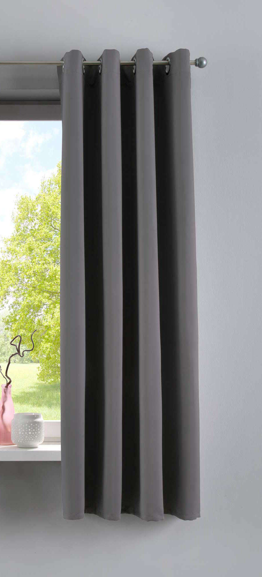 Vorhang Blickdicht »NewYork« 1er-Pack Thermo-Gardine Verdunkelungsvorhang Blackout Ösen schalldämmend UV-Schutz Raffhalter 201920600 Dunkelgrau HxB 160x140 cm Vorhang 201920600dunkelgrau-160 | girdainenbox.com