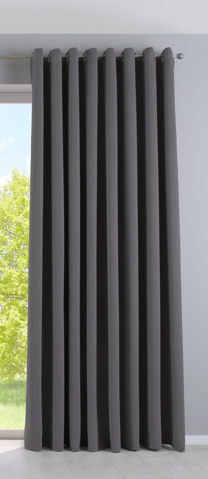 Vorhang Blickdicht »NewYork« 1er-Pack Thermo-Gardine Verdunkelungsvorhang Blackout Ösen schalldämmend UV-Schutz Raffhalter 201920600 Dunkelgrau HxB 225x295 cm Vorhang 201920600dunkelgrau-295_e7bccba6-eddd-4ae4-bcc2-584d20aabb4d | girdainenbox.com