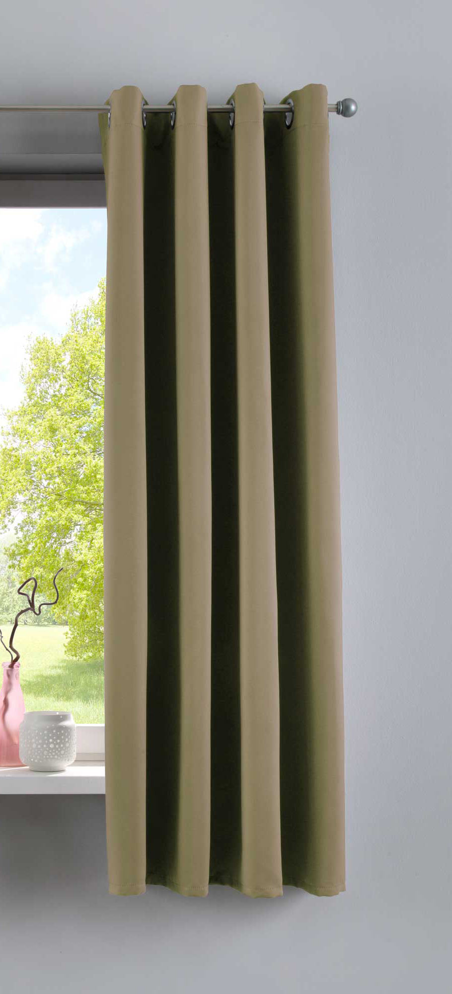 Vorhang Blickdicht »NewYork« 1er-Pack Thermo-Gardine Verdunkelungsvorhang Blackout Ösen schalldämmend UV-Schutz Raffhalter 201920600 Oliv HxB 160x140 cm Vorhang 201920600oliv-160 | girdainenbox.com