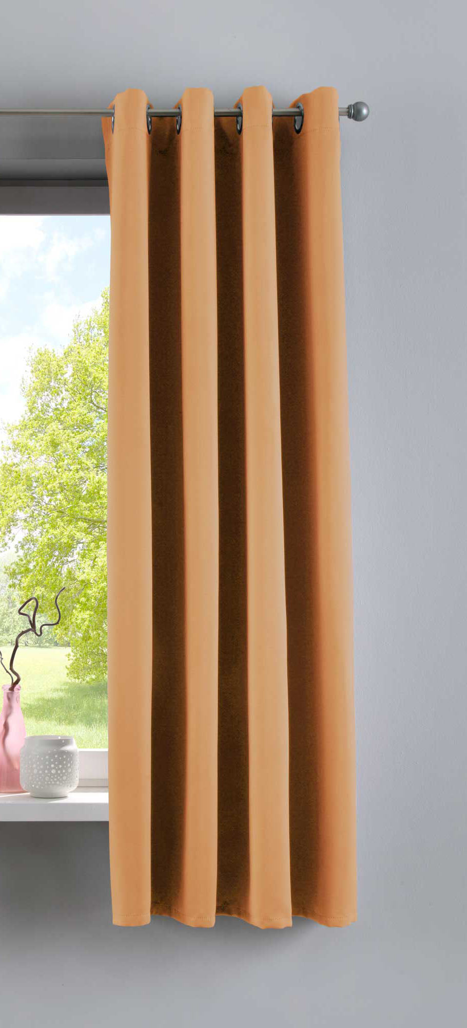 Vorhang Blickdicht »NewYork« 1er-Pack Thermo-Gardine Verdunkelungsvorhang Blackout Ösen schalldämmend UV-Schutz Raffhalter 201920600 Orange HxB 160x140 cm Vorhang 201920600orange-160 | girdainenbox.com