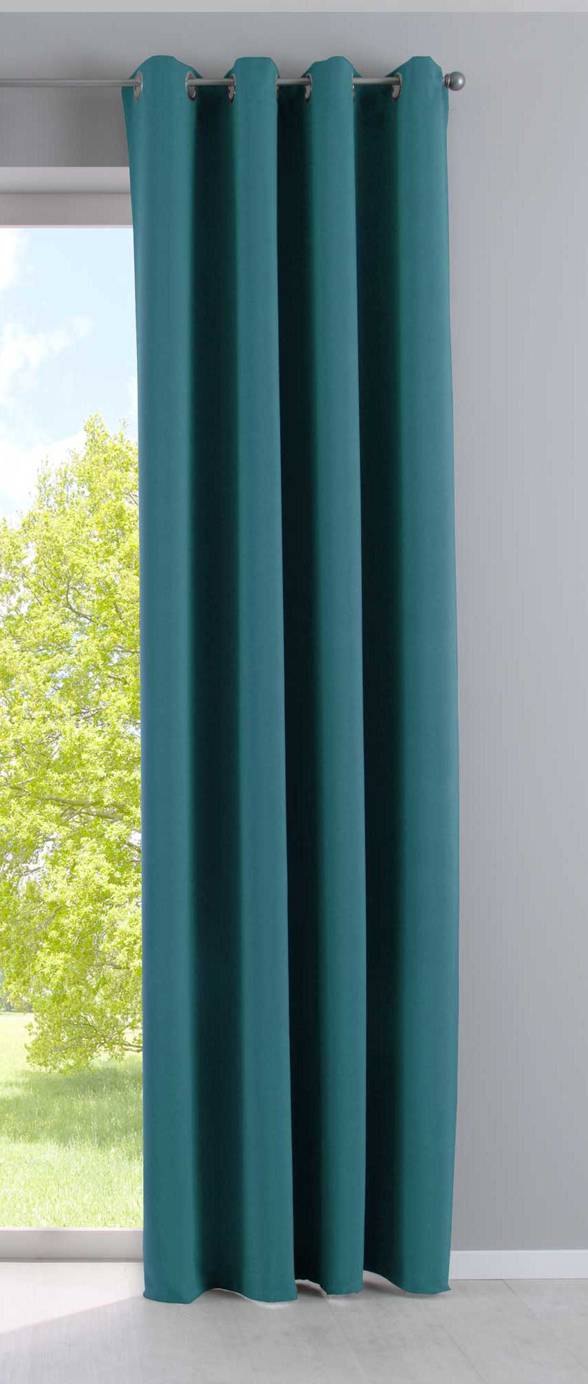 Vorhang Blickdicht »NewYork« 1er-Pack Thermo-Gardine Verdunkelungsvorhang Blackout Ösen schalldämmend UV-Schutz Raffhalter 201920600 Petrol HxB 225x140 cm Vorhang 201920600petrol | girdainenbox.com