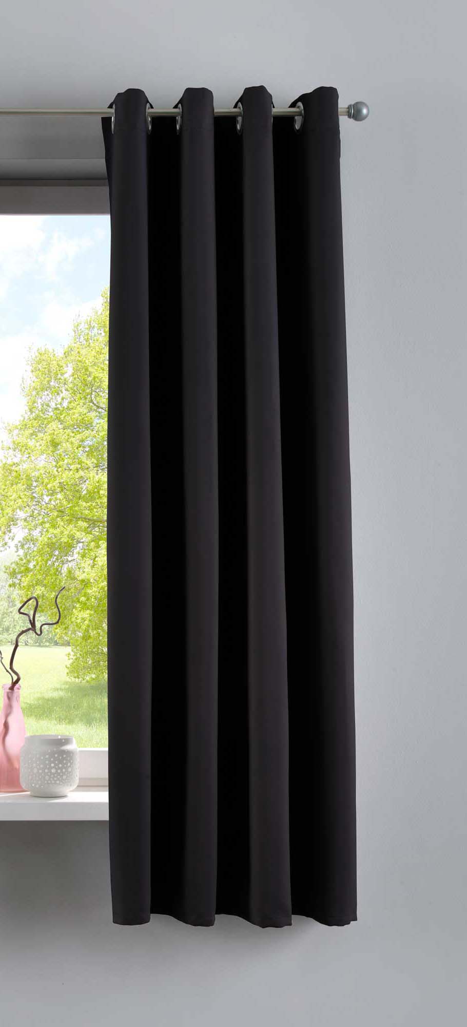 Vorhang Blickdicht »NewYork« 1er-Pack Thermo-Gardine Verdunkelungsvorhang Blackout Ösen schalldämmend UV-Schutz Raffhalter 201920600 Schwarz HxB 160x140 cm Vorhang 201920600schwarz-160 | girdainenbox.com