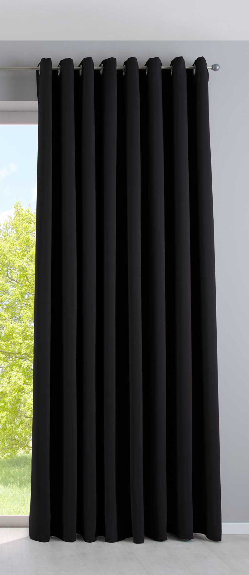 Vorhang Blickdicht »NewYork« 1er-Pack Thermo-Gardine Verdunkelungsvorhang Blackout Ösen schalldämmend UV-Schutz Raffhalter 201920600 Schwarz HxB 225x295 cm Vorhang 201920600schwarz-295_d7d7aa34-338a-4d20-bdee-962691b899f3 | girdainenbox.com