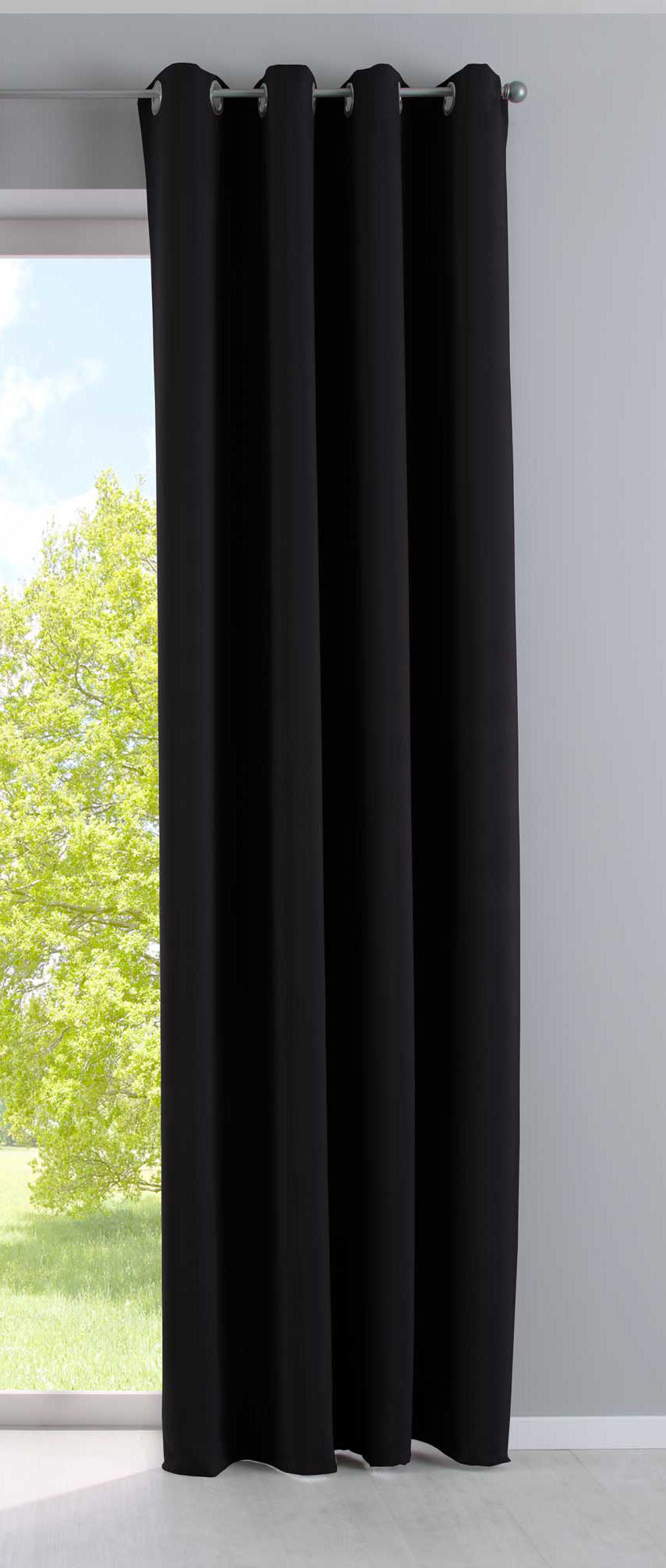 Vorhang Blickdicht »NewYork« 1er-Pack Thermo-Gardine Verdunkelungsvorhang Blackout Ösen schalldämmend UV-Schutz Raffhalter 201920600 Schwarz HxB 245x140 cm Vorhang 201920600schwarz_677c7335-eabb-45e2-912b-ce3972a3e89c | girdainenbox.com