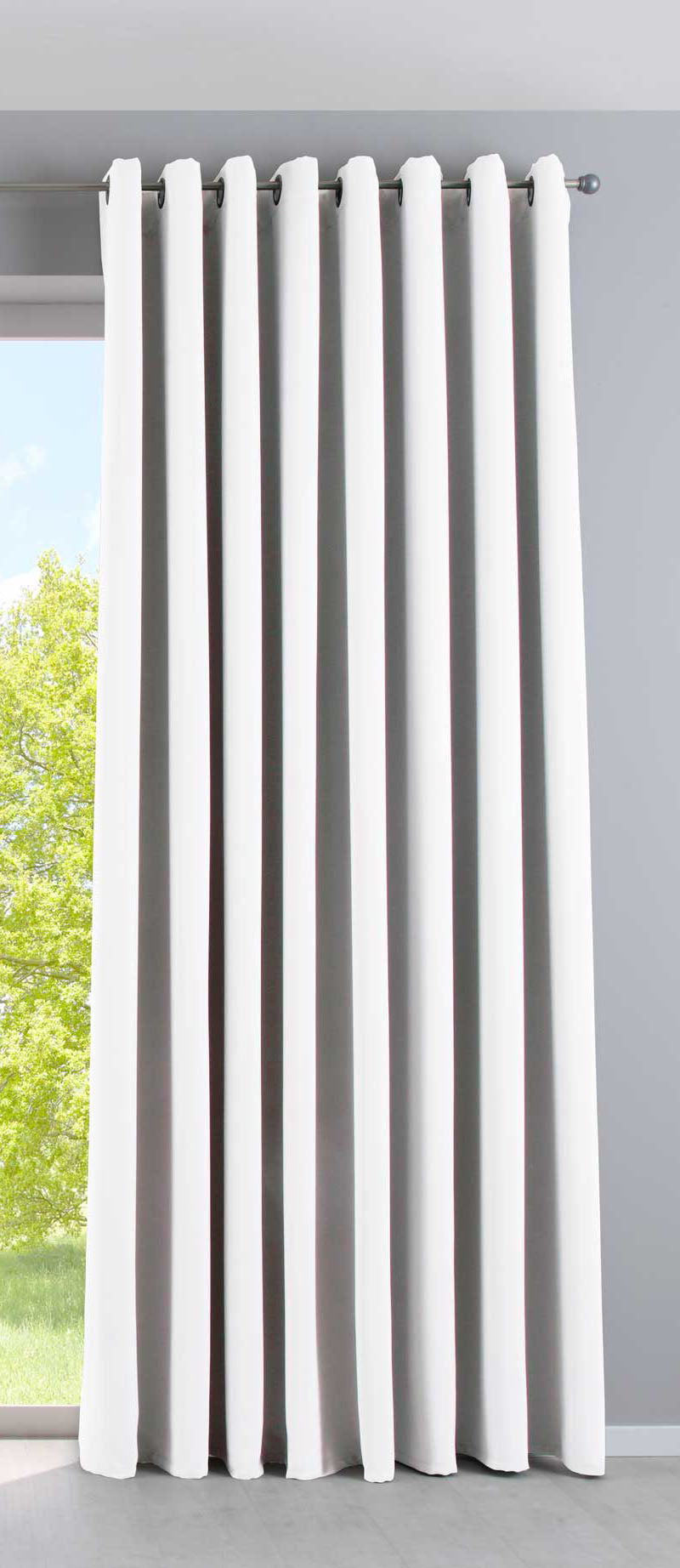 Vorhang Blickdicht »NewYork« 1er-Pack Thermo-Gardine Verdunkelungsvorhang Blackout Ösen schalldämmend UV-Schutz Raffhalter 201920600 Weiß HxB 245x295 cm Vorhang 201920600weiss-295 | girdainenbox.com