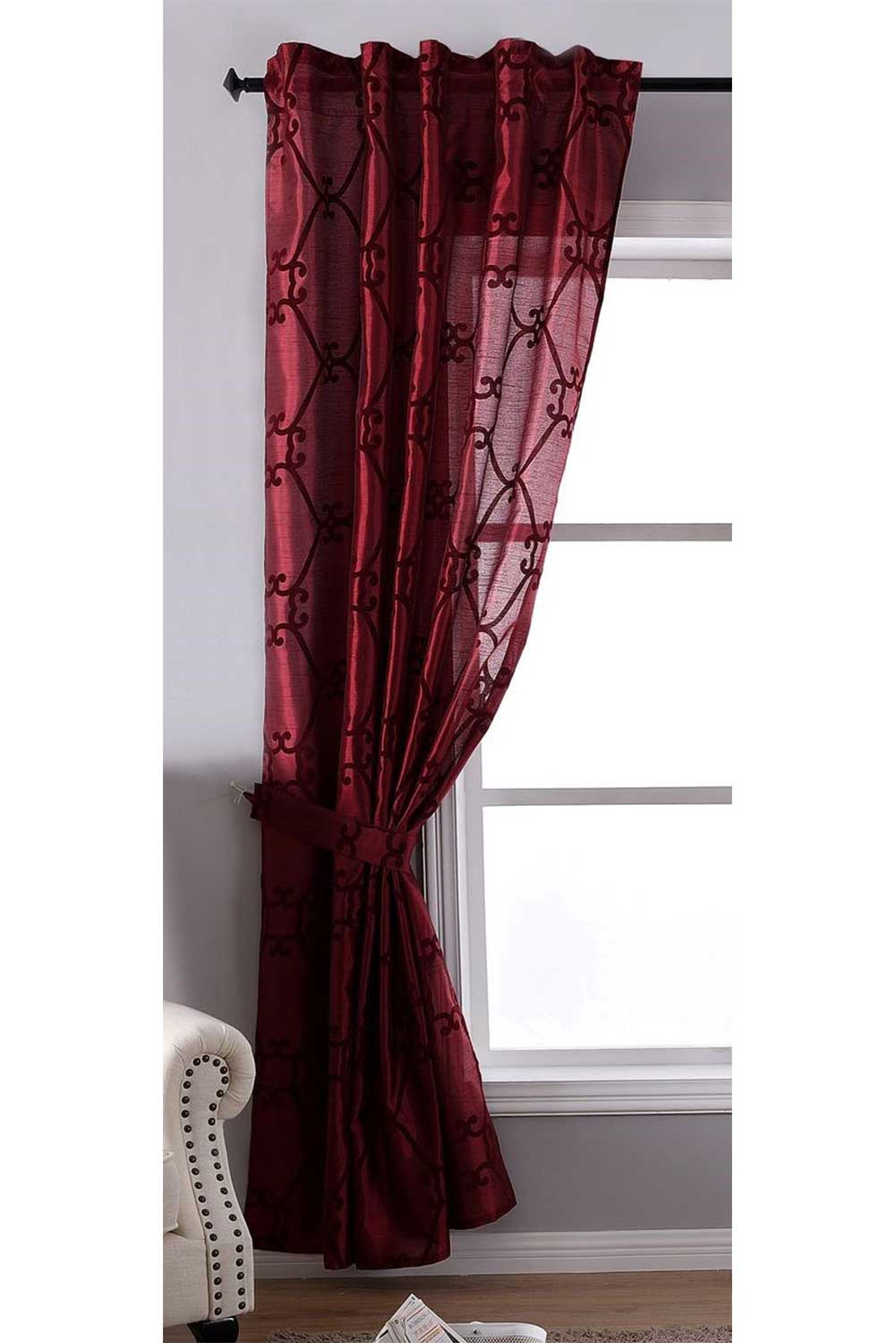 Vorhang Wildseide Optik blickdicht Flockfasern Deko gemustert, blickdicht mit verdecktem Schlaufenband 20200-20210 Bordeaux Florentiner 1er Set HxB 245x140 cm Vorhang 20200-20210bordeaux_florentiner | girdainenbox.com