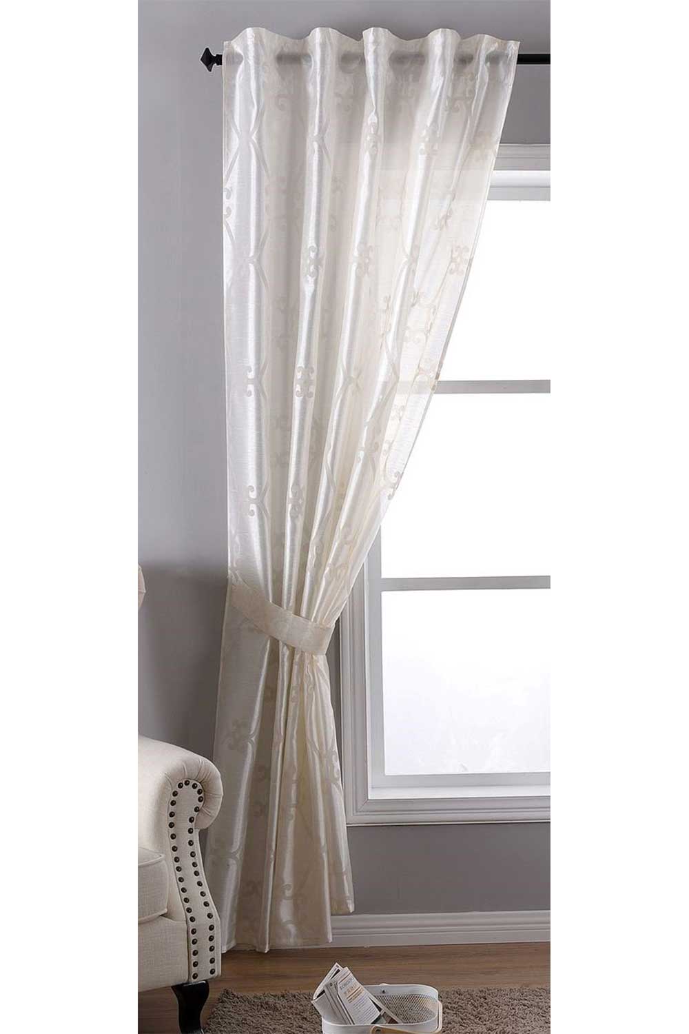 Vorhang Wildseide Optik blickdicht Flockfasern Deko gemustert, blickdicht mit verdecktem Schlaufenband 20200-20210 Creme Florentiner 1er Set HxB 245x140 cm Vorhang 20200-20210creme_florentiner | girdainenbox.com