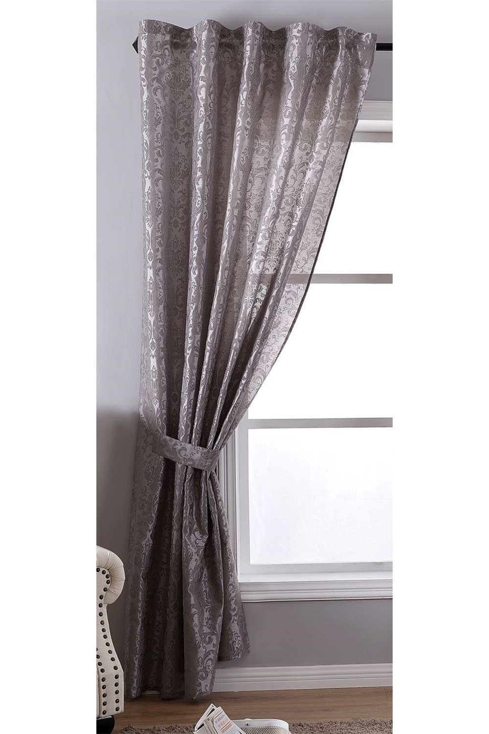 Vorhang Wildseide Optik blickdicht Flockfasern Deko gemustert, blickdicht mit verdecktem Schlaufenband 20200-20210 Grau Barock 1er Set HxB 245x140 cm Vorhang 20200-20210grau_barock | girdainenbox.com