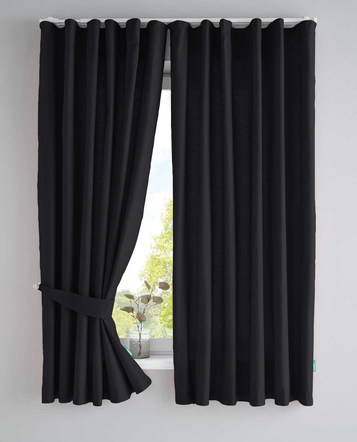 2er Set Bio Organic Vorhänge »Bremen« Reine Bio Baumwolle Blickdicht Gardinen Verdeckte Schlaufen Gardinenband Pflegeleicht 202088 Schwarz HxB 160x145 cm Vorhang Set 202088schwarz-160 | girdainenbox.com