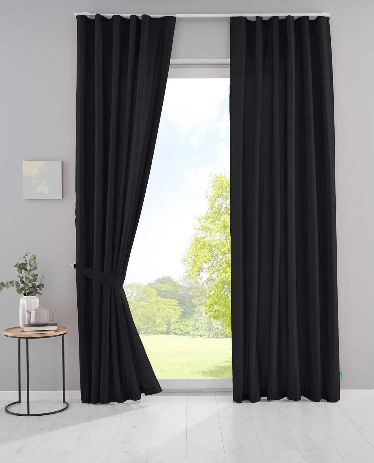2er Set Bio Organic Vorhänge »Bremen« Reine Bio Baumwolle Blickdicht Gardinen Verdeckte Schlaufen Gardinenband Pflegeleicht 202088 Schwarz HxB 250x145 cm Vorhang Set 202088schwarz_90ac8f8b-5a72-43b5-a90a-2401dce8444a | girdainenbox.com