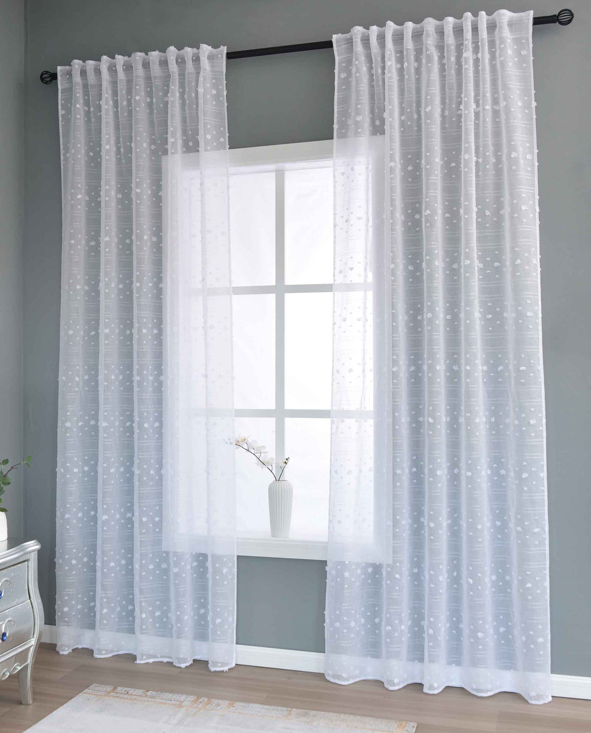 2er Set Gardine »VALENCIA« Multiband Aufhängung Scherli Transparent Leinen-Optik 2023400-408S-2 Natur Pompom Gardinen Set 2023400-408S-2natur_pompom | girdainenbox.com