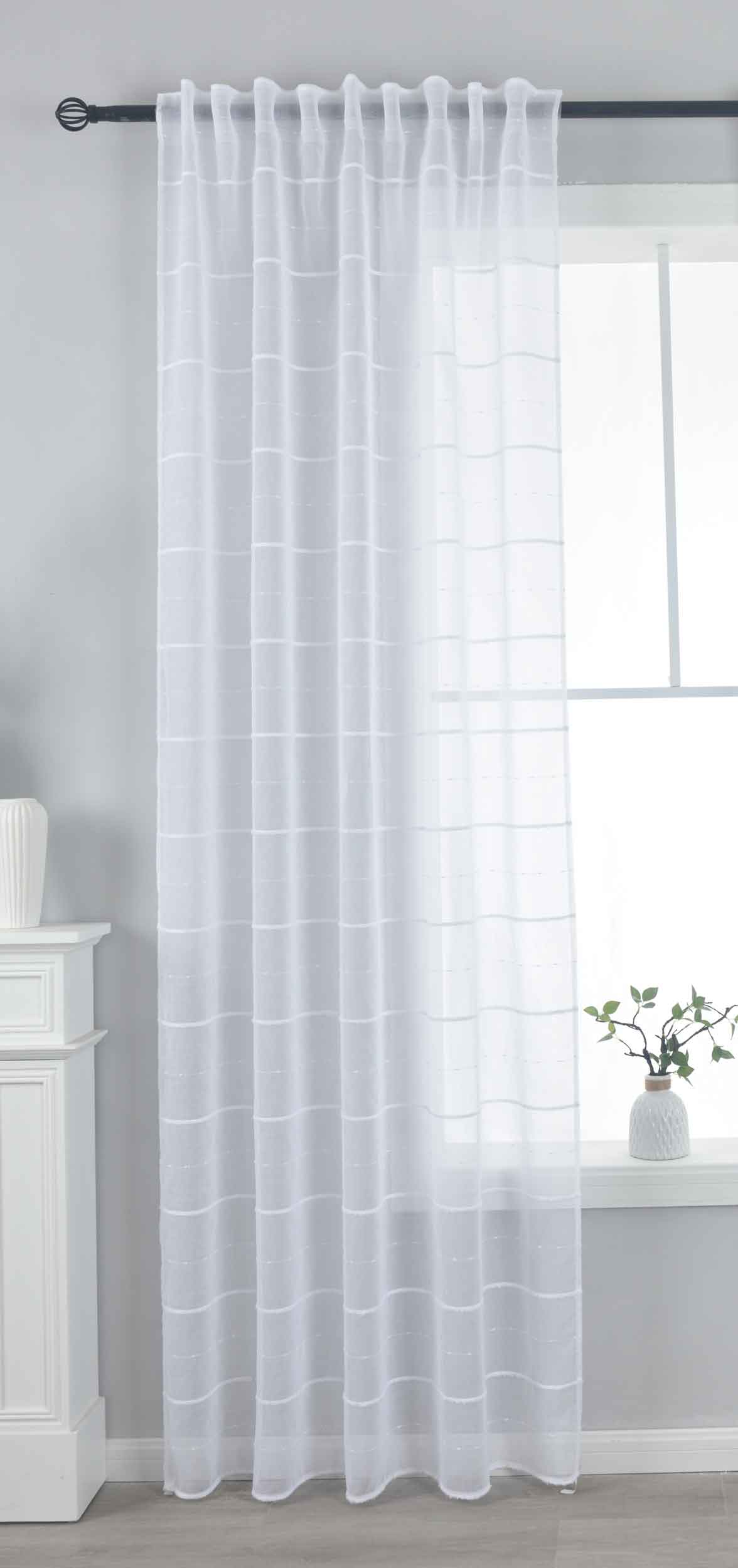 Gardine »VALENCIA« Multiband Aufhängung Scherli Transparent Leinen-Optik 2023400-408S Natur Classic Gardinenschal 2023400-408Snatur_classic | girdainenbox.com