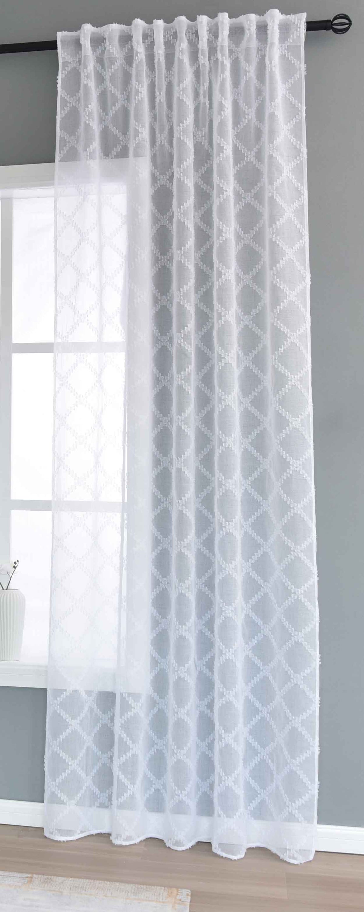 Gardine »VALENCIA« Multiband Aufhängung Scherli Transparent Leinen-Optik 2023400-408S Natur Diamond Gardinenschal 2023400-408Snatur_diamond | girdainenbox.com