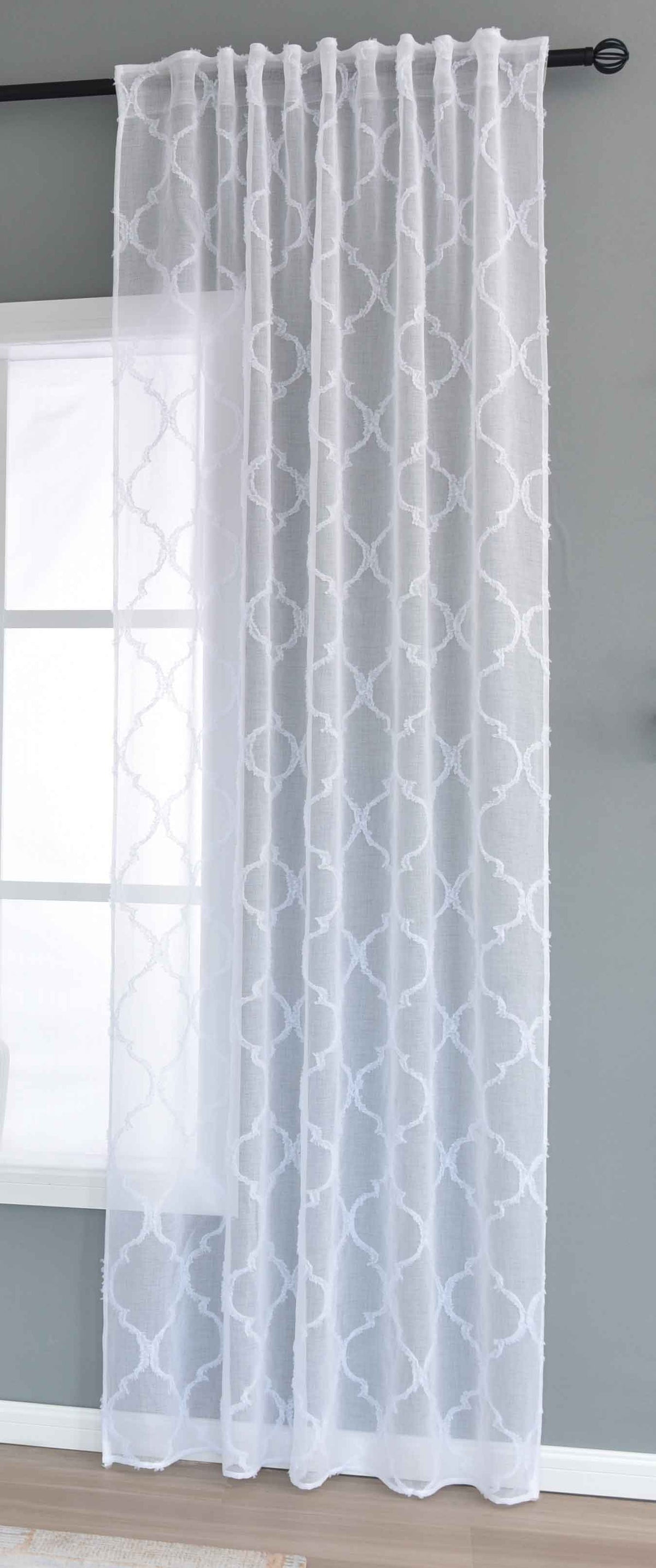 Gardine »VALENCIA« Multiband Aufhängung Scherli Transparent Leinen-Optik 2023400-408S Natur Lacework Gardinenschal 2023400-408Snatur_lacework | girdainenbox.com