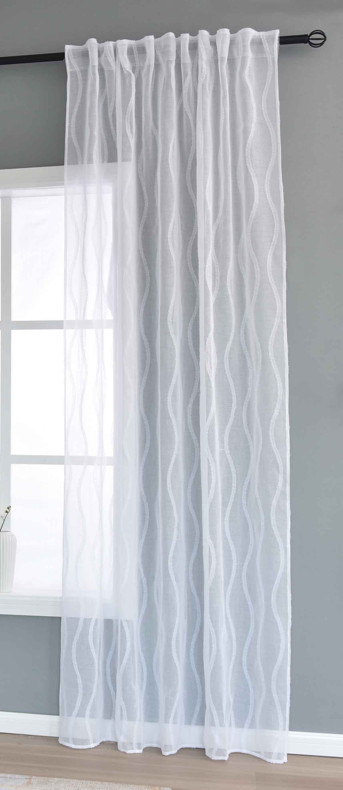 Gardine »VALENCIA« Multiband Aufhängung Scherli Transparent Leinen-Optik 2023400-408S Natur Waves Gardinenschal 2023400-408Snatur_waves | girdainenbox.com