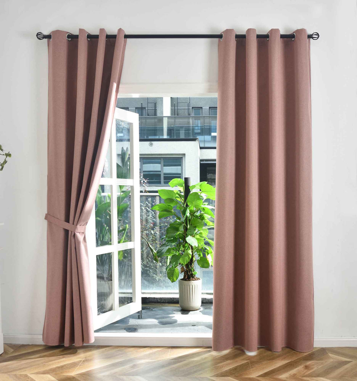 2er Set Verdunkelungsvorhänge Ösen Raffhalter 100% Verdunkelung Blackout »München Dark« Dreischichtige Bindung Fischgrätmuster 202410-2 Altrosa HxB 245x145 cm Vorhang 202410-2altrosa_5111ec4b-8bae-4297-86ca-0ee1b9bccb12 | girdainenbox.com