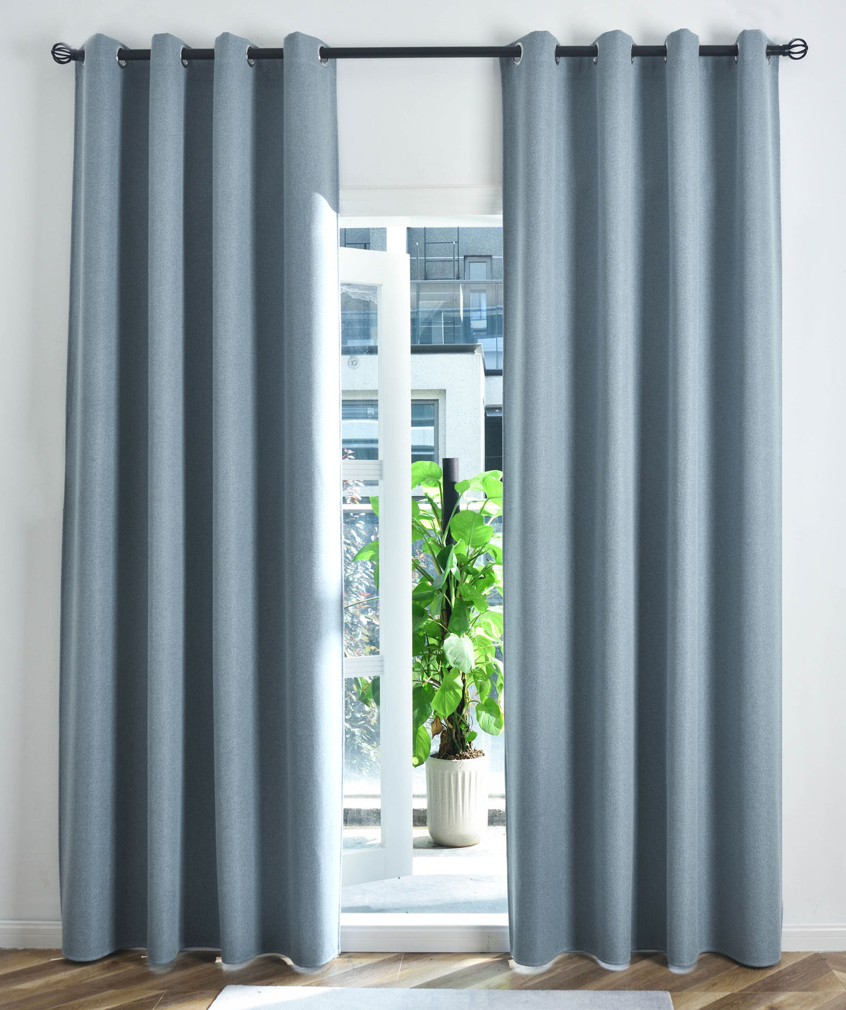 2er Set Verdunkelungsvorhänge Ösen Raffhalter 100% Verdunkelung Blackout »München Dark« Dreischichtige Bindung Fischgrätmuster 202410-2 Blau HxB 225x145 cm Vorhang 202410-2blau | girdainenbox.com
