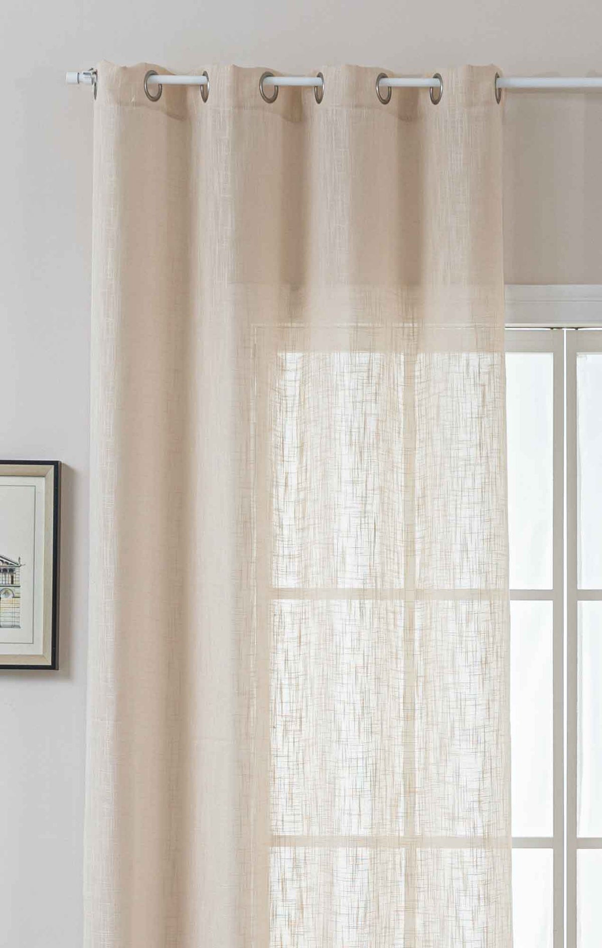 Gardine Ösen Grobfaser »Seoul« Ösen Linenlook-Struktur Uni Halbransparent Blickdicht 2024110 Gardinenschal 2024110beige | girdainenbox.com