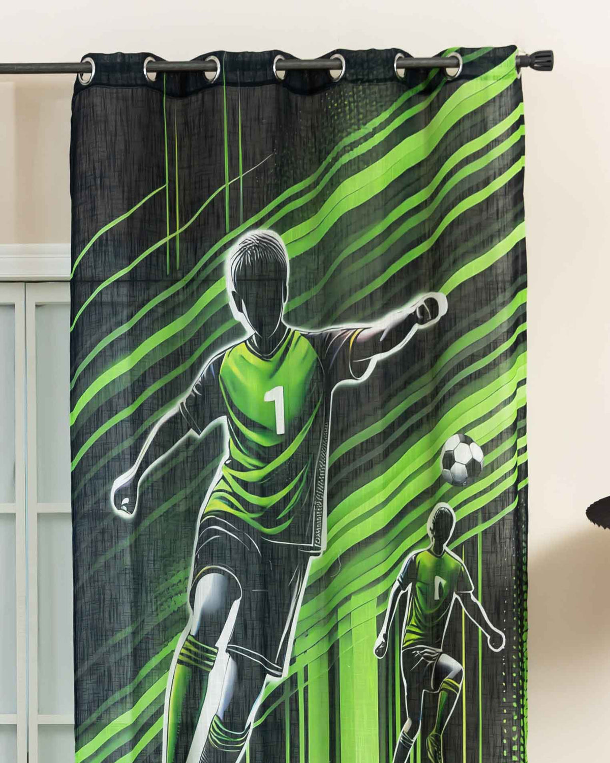 Vorhang Ösen Grobfaser »Seoul Collection« Digital Druck Ösen Gardinen Linenlook-Struktur Halbransparent Blickdicht 2024120 Fussball Soccer Vorhang 2024120fussball_soccer | girdainenbox.com