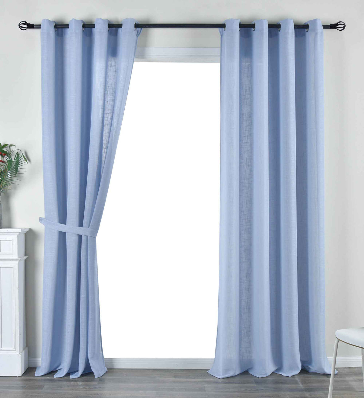 2er Set Vorhang Ösen »Essen« Cationic Raffhalter Leinenstruktur blickdicht lichtdurchlässig 210 g/m² 202430-2 Blau Vorhang Set 202430-2blau | girdainenbox.com