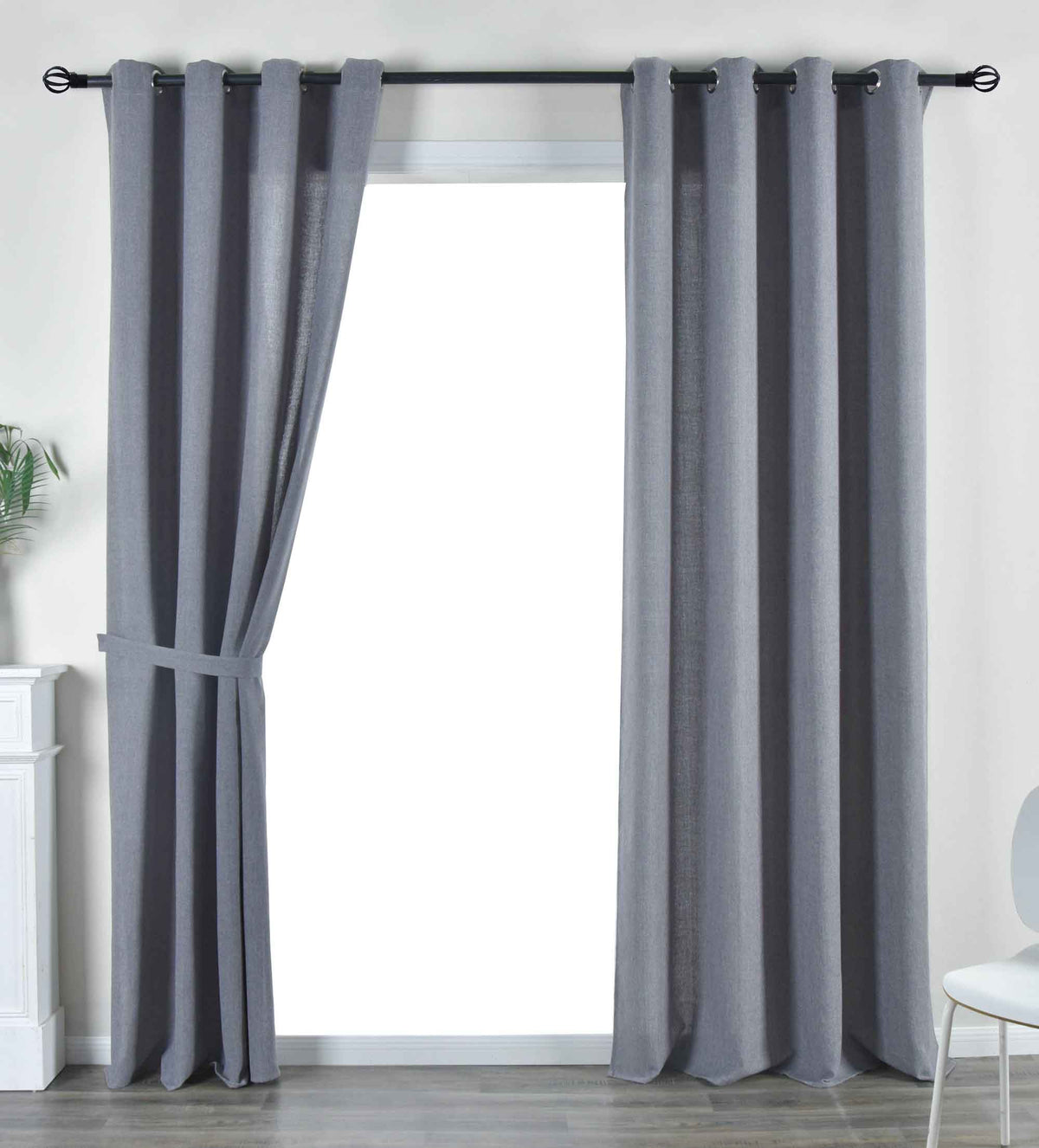 2er Set Vorhang Ösen »Essen« Cationic Raffhalter Leinenstruktur blickdicht lichtdurchlässig 210 g/m² 202430-2 Dunkelgrau Vorhang Set 202430-2dunkelgrau | girdainenbox.com