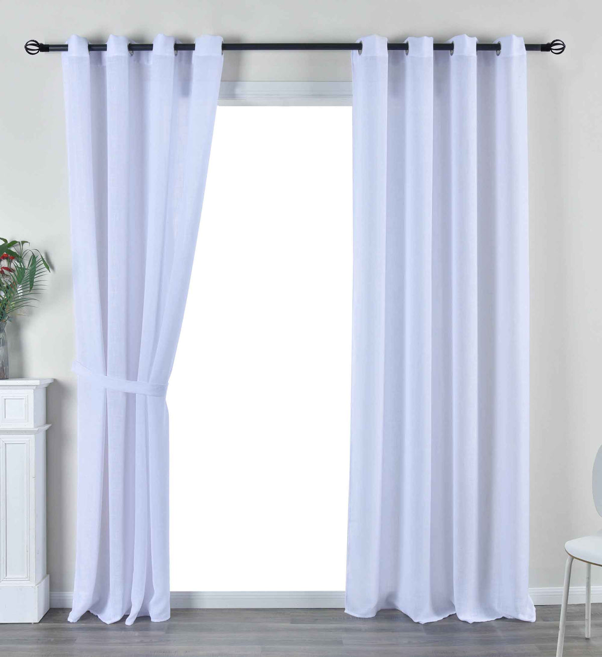 2er Set Vorhang Ösen »Essen« Cationic Raffhalter Leinenstruktur blickdicht lichtdurchlässig 210 g/m² 202430-2 Weiß Vorhang Set 202430-2weiss | girdainenbox.com