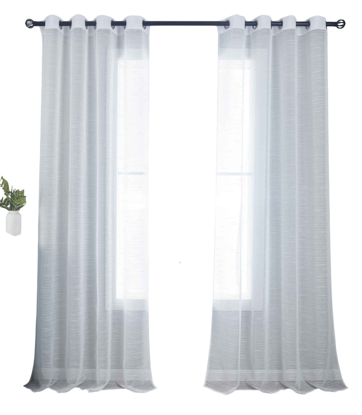 2er Set Gardinen »Dresden« Ösen HxB 245x135 cm Natur Raffhalter filigran leicht modern elegant Linienmuster 202440-2 Gardinenschal 202440-2natur-crop | girdainenbox.com