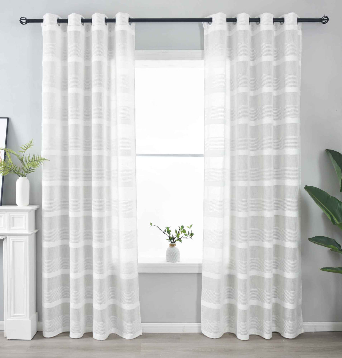2er Set Halbtransparente Gardine mit Ösen HxB 245x140 cm Natur Meliert »Halle« Chenille Leinenbindung Lichtdurchlässig Halbtransparent 202480-2 Gardinenschal 202480-2natur_meliert | girdainenbox.com