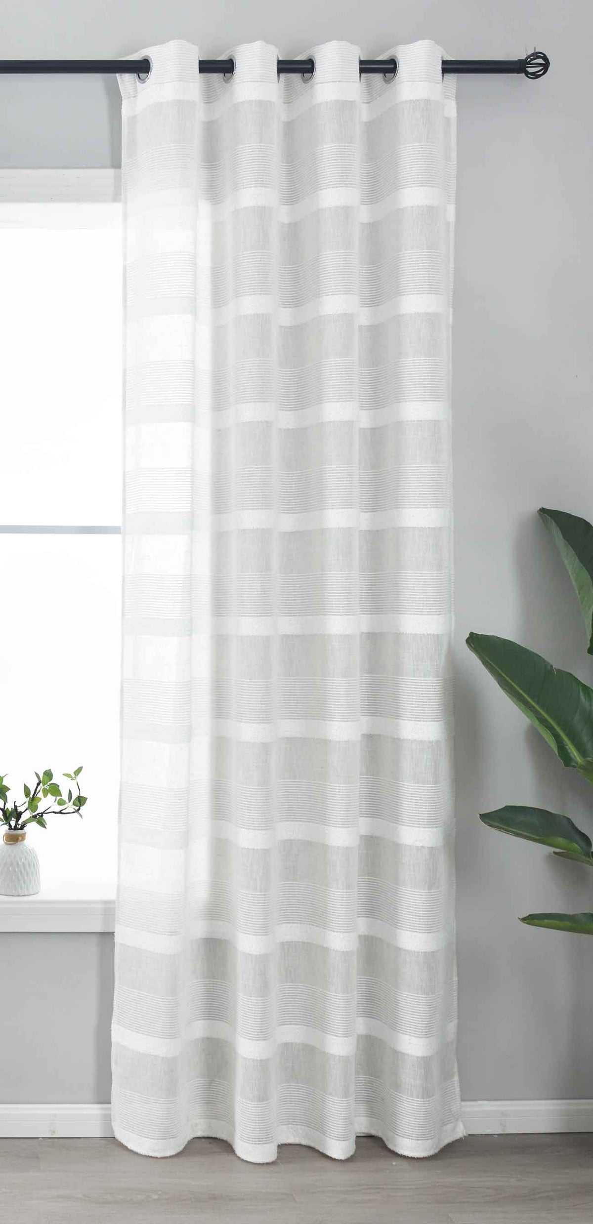 Halbtransparente Gardine mit Ösen HxB 245x140 cm Natur Meliert »Halle« Chenille Leinenbindung Lichtdurchlässig Halbtransparent 202480 Gardinenschal 202480weiss | girdainenbox.com