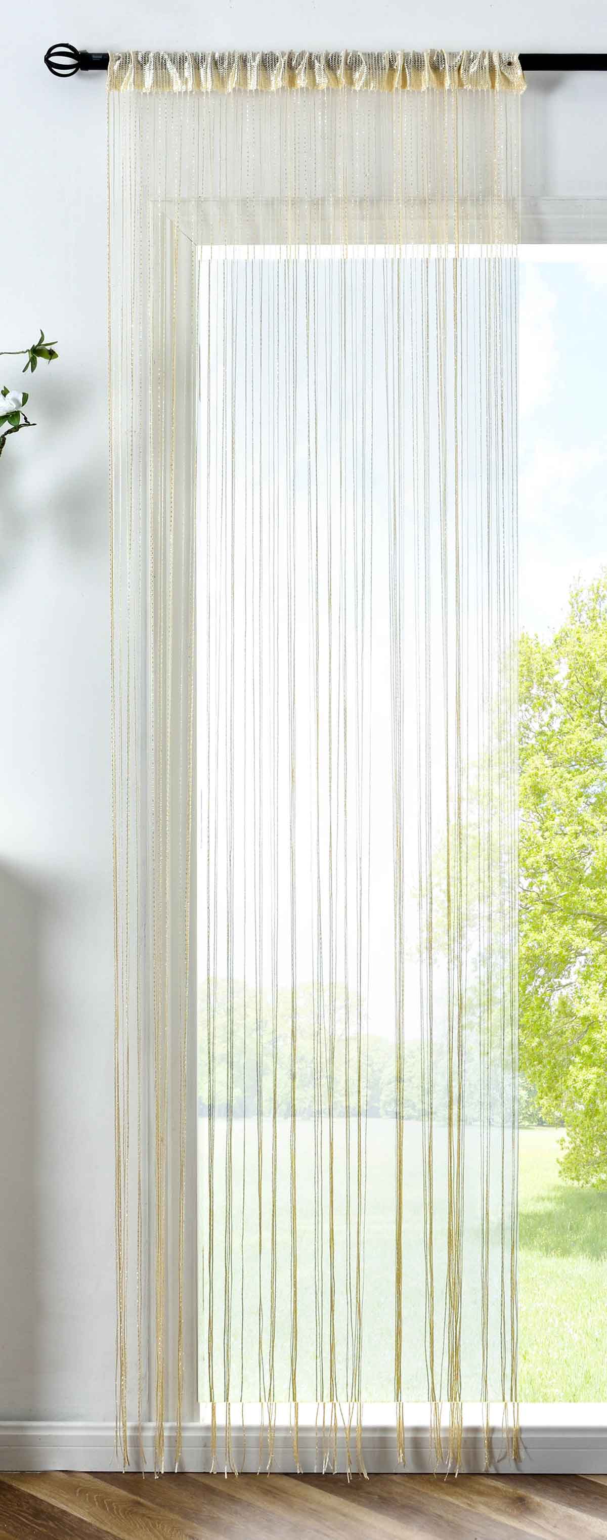 Fadengardine »Shanghai« mit Tunneldurchzug Schimmernd Vielseitig Modern Praktisch 20305N Creme Lurex Fadengardine 20305Ncreme_lurex | girdainenbox.com