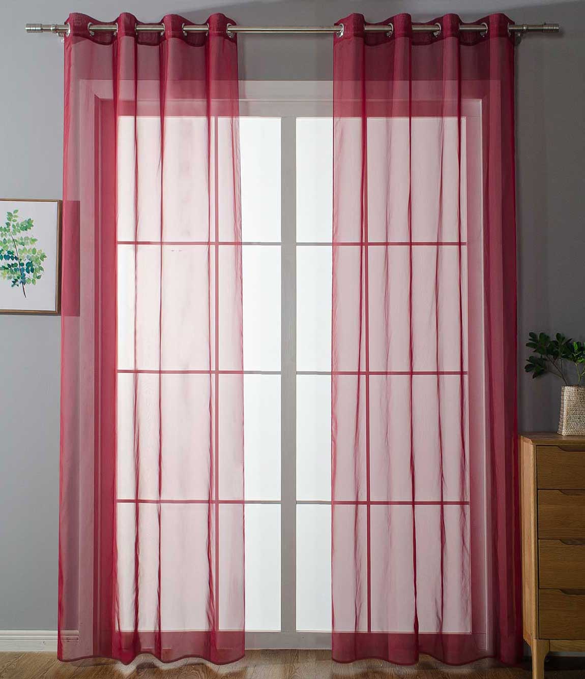 2er Set Ösenvorhänge Transparent »Uni« Gardine Stores Vorhang Ösen Bleibandabschluß Wohnzimmer 20332-cn2 Bordeaux HxB 245x140 cm Gardinen Set 20332-cn2bordeaux_0ed58493-e083-4f5e-87b2-f8966990e231 | girdainenbox.com