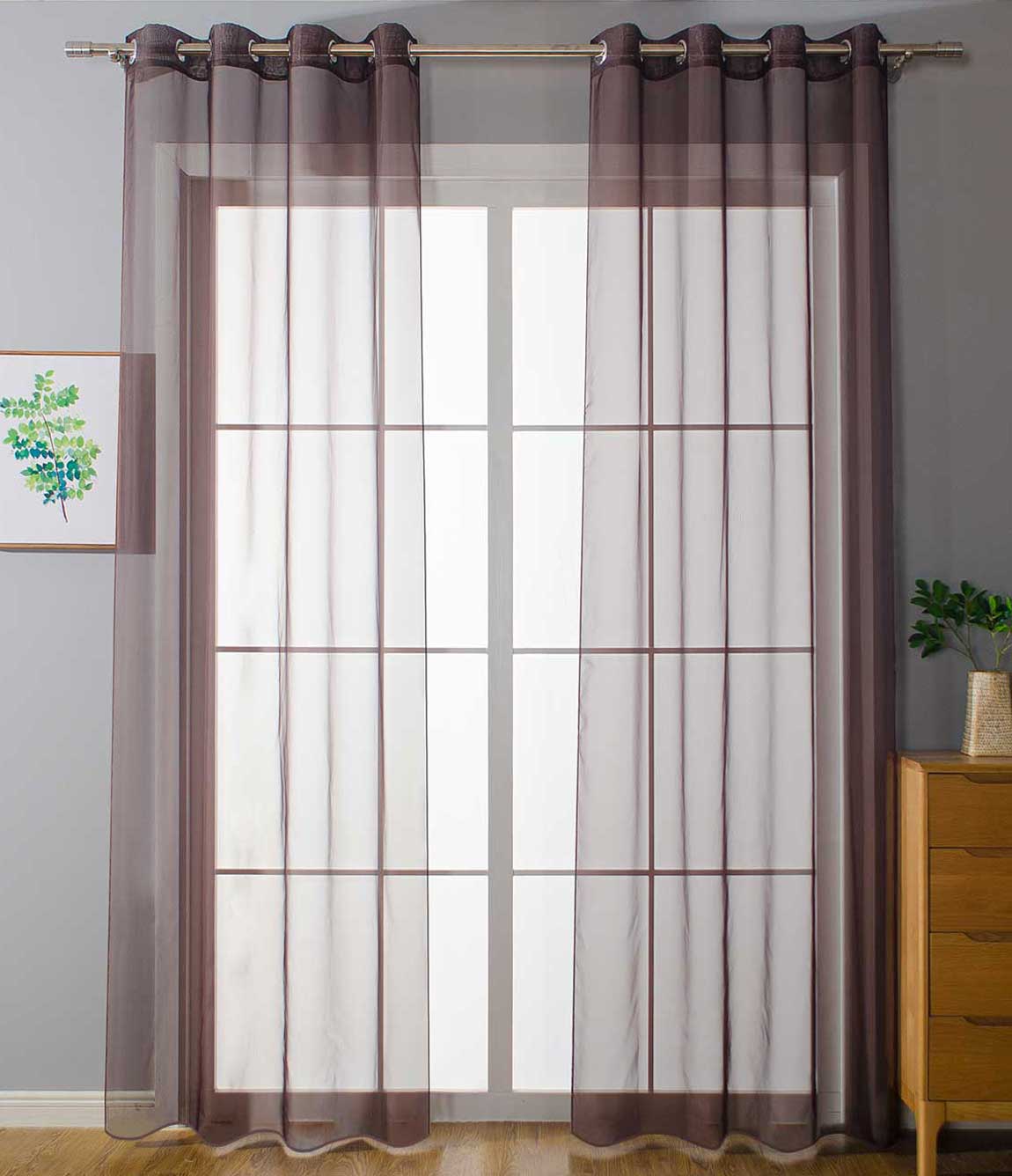 2er Set Ösenvorhänge Transparent »Uni« Gardine Stores Vorhang Ösen Bleibandabschluß Wohnzimmer 20332-cn2 Braun HxB 245x140 cm Gardinen Set 20332-cn2braun_66de51f3-2196-492f-8a74-e72d193ac366 | girdainenbox.com