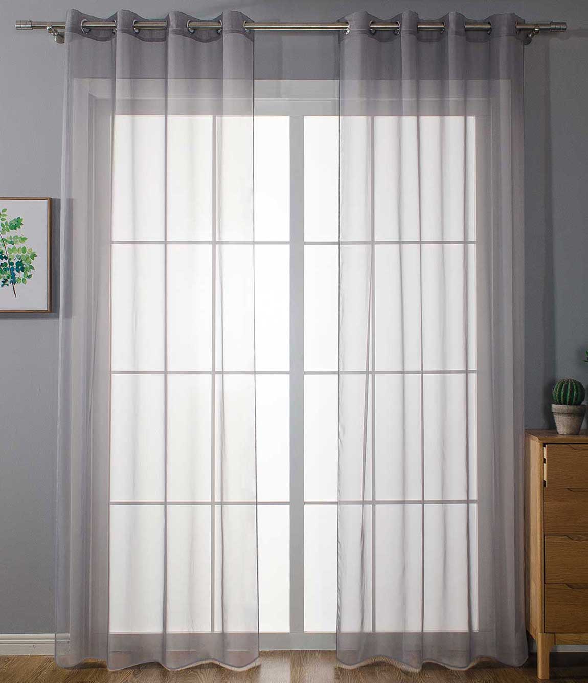 2er Set Ösenvorhänge Transparent »Uni« Gardine Stores Vorhang Ösen Bleibandabschluß Wohnzimmer 20332-cn2 Grau HxB 145x140 cm Gardinen Set 20332-cn2grau | girdainenbox.com