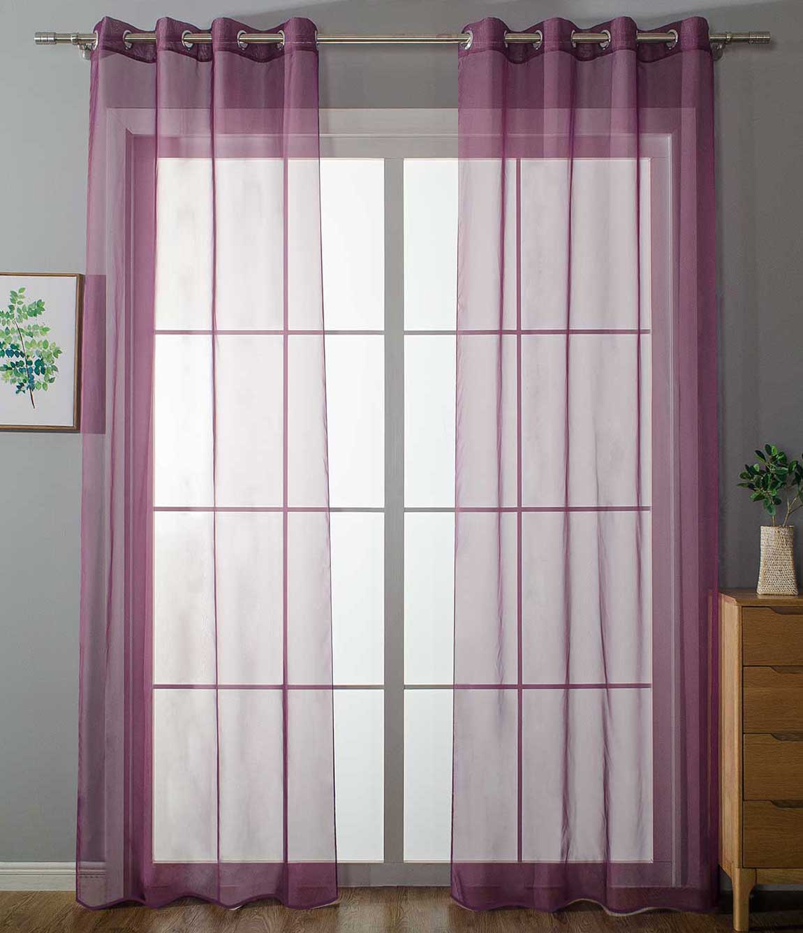 2er Set Ösenvorhänge Transparent »Uni« Gardine Stores Vorhang Ösen Bleibandabschluß Wohnzimmer 20332-cn2 Lila HxB 245x140 cm Gardinen Set 20332-cn2lila_ba998d27-6343-412f-80d1-f4b957a6165a | girdainenbox.com