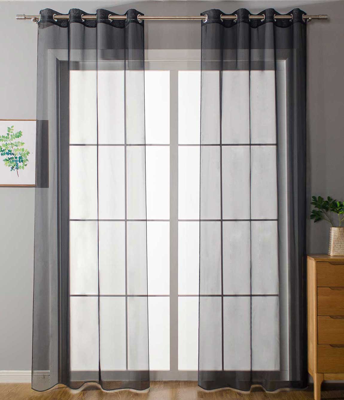 2er Set Ösenvorhänge Transparent »Uni« Gardine Stores Vorhang Ösen Bleibandabschluß Wohnzimmer 20332-cn2 Schwarz HxB 245x140 cm Gardinen Set 20332-cn2schwarz_9a338eef-f7af-43ab-b22a-fbb4d642f4c1 | girdainenbox.com
