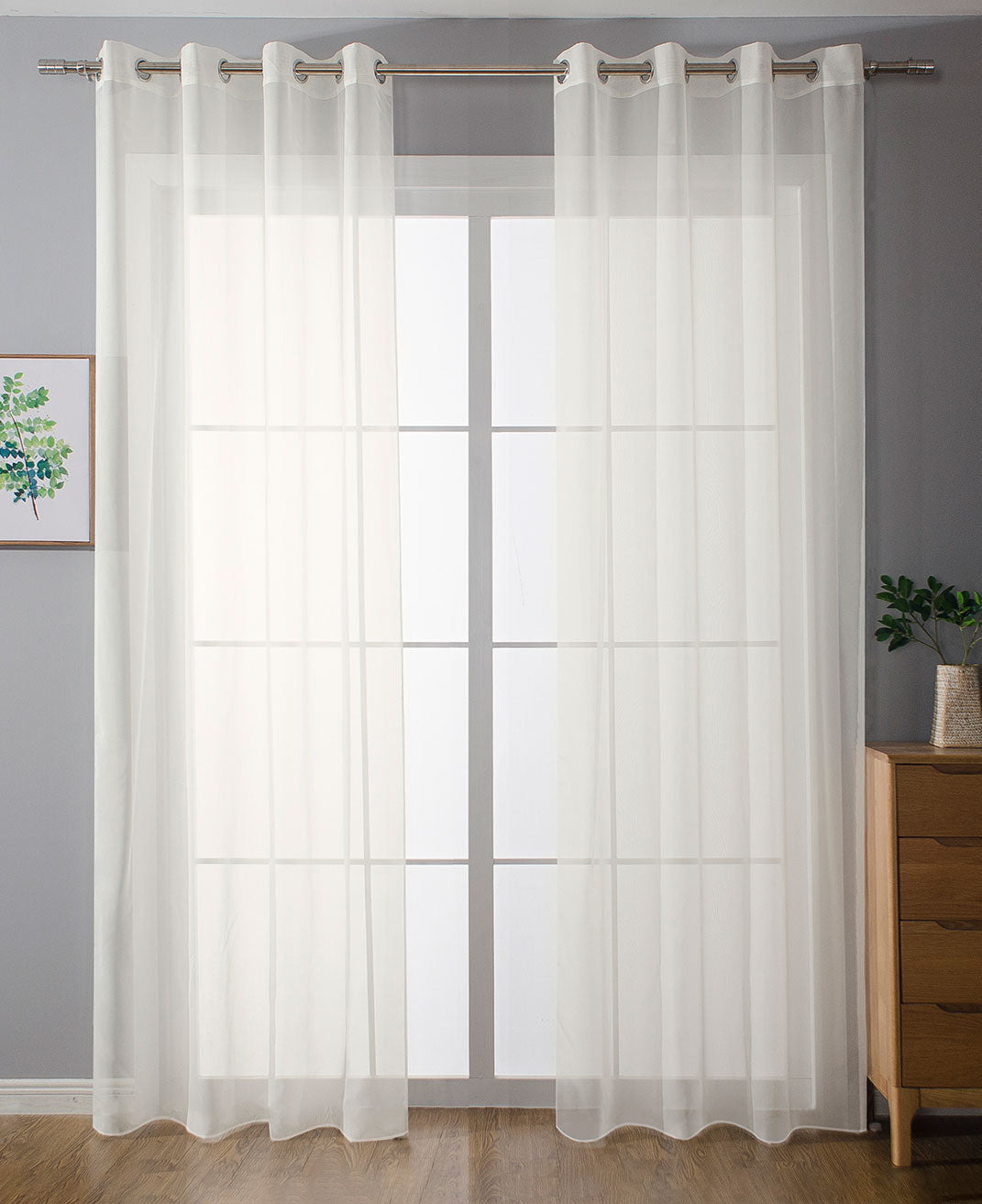 2er-Pack Ösen Gardinen Transparent Vorhang Set Wohnzimmer Voile Ösenvorhang Bleibandabschluß 203322 Creme HxB 145x140 cm Gardinen Set 203322creme | girdainenbox.com